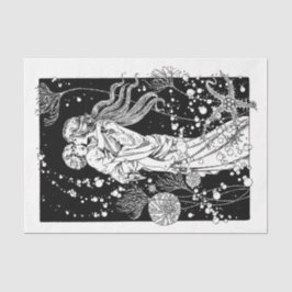 Seda Art Nouveau Papel Tecidual de Decoupage de Mãe e F