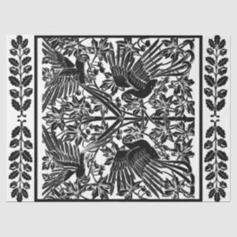 Seda Art Nouveau Parrots Desenhando Papel Tecido de Dis