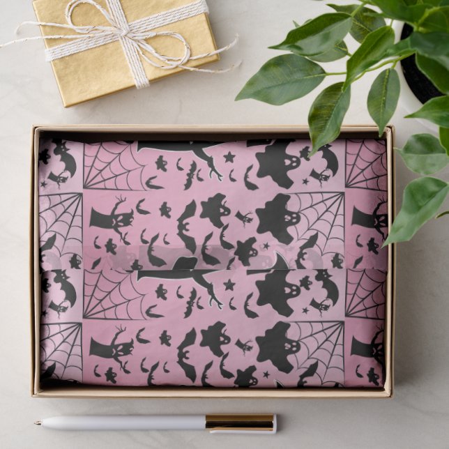 Seda Arte de Lenço de Papel Fantasma Assustador Rosa (Presente)