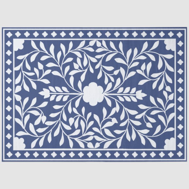 Seda Azul Escuro 2 Papel de Decoupage com Incisão de Os (Frente )