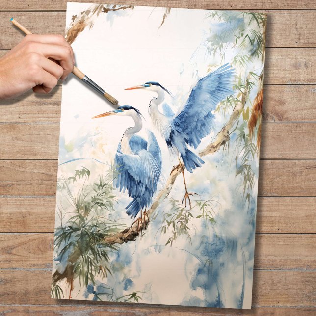 Seda Azul-Herões 1 Papel de Decoupage (Criador carregado)
