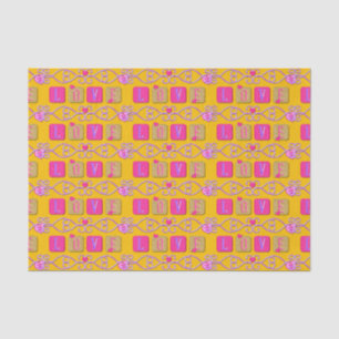 Seda Azulejos de amor - PAPEL WRAP TISSUE amarelo-rosa