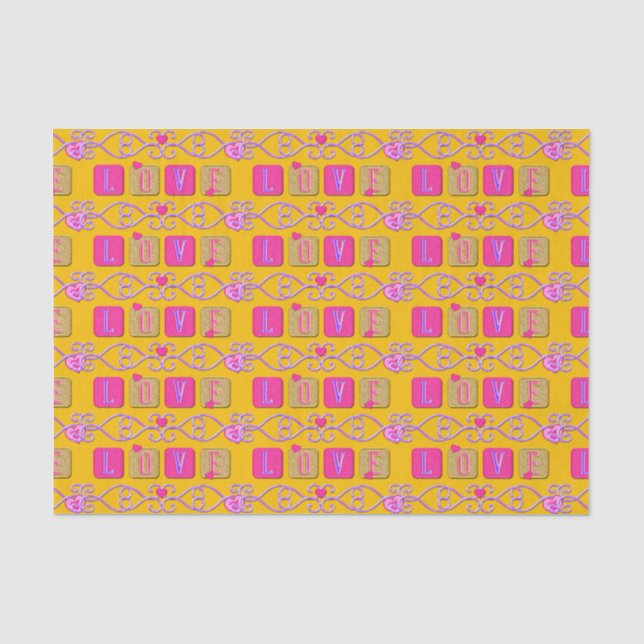 Seda Azulejos de amor - PAPEL WRAP TISSUE amarelo-rosa (Frente )