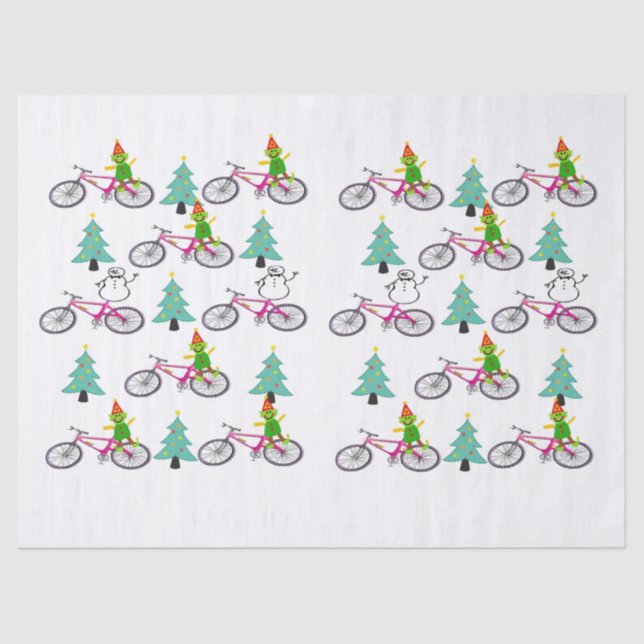 Seda Bicicleta de Papel Tecidual do Homem de Neve (Frente )