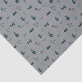 Seda Black Cat & Skull Halloween Papel de tecidos