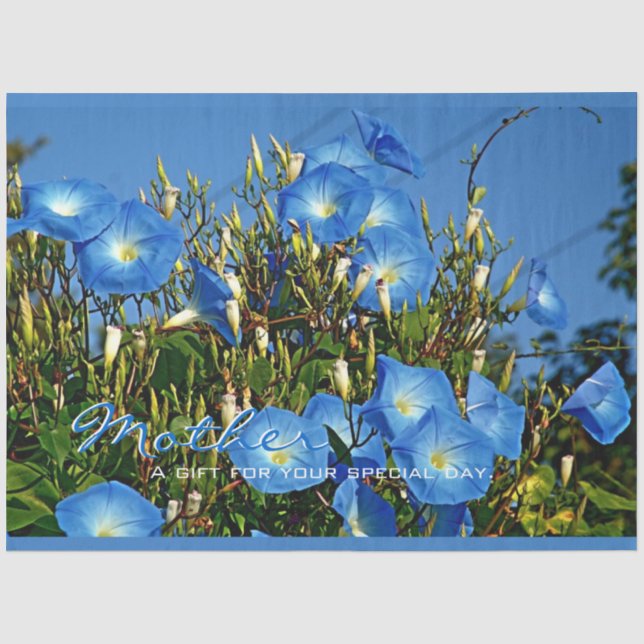 Seda Blue Morning Glory - Papel de Tecido Personalizado (Frente )