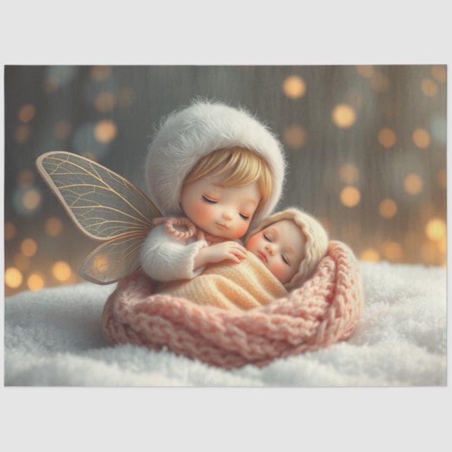 Seda Bonita Fada e Bebê Fantasia Papel de Arte (Frente )