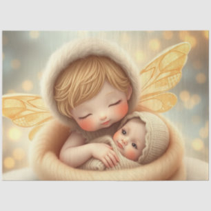 Seda Bonita Fada e Bebê Fantasia Papel de Arte