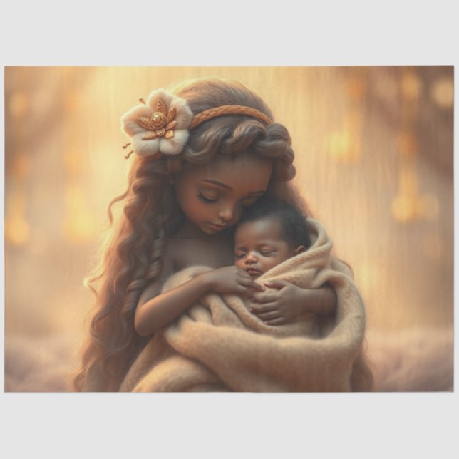 Seda Bonita Fada e Bebê Fantasia Papel de Arte (Frente )