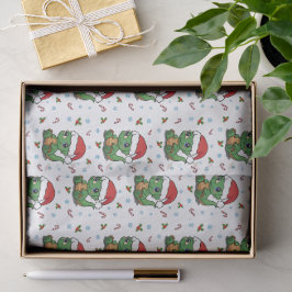 Seda Bonito Dinossauro Santa Hat Papel de Tecido de Nat