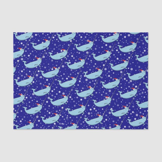 Seda Bonito Narwhal em Santa Hat - Papel de embrulhamen (Frente )