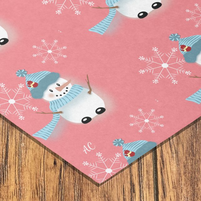 Seda Bonito Snowman Snowflake - Padrão Rosa de Papel Te (Criador carregado)