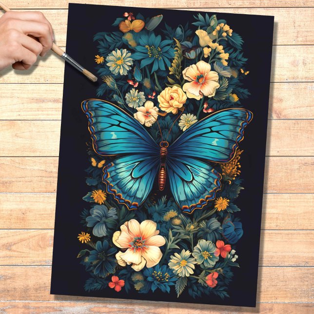 Seda Borboleta em Florais 2 Papel de Decoupage (Criador carregado)