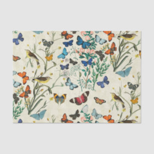 Seda Borboletas Vintage Papel Tecido de Decoupage de Ma
