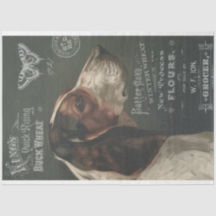 Seda Cachorro Vintage com Papel Tecidual de Decoupage E