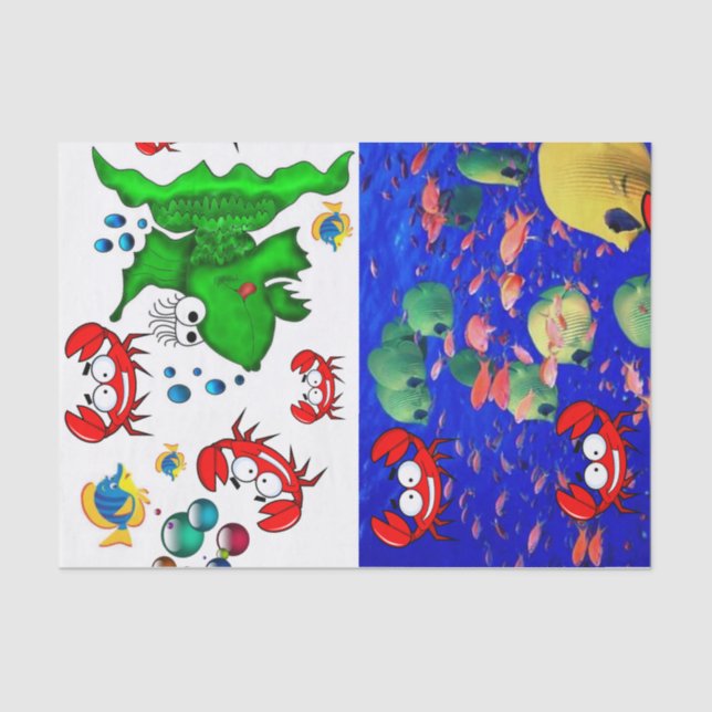 Seda Caranguejo De Peixes De Papel Tecido (Frente )