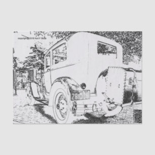 Seda Carro antigo como um lenço de papel do esboço