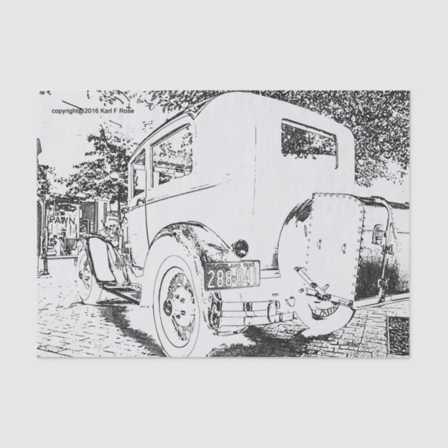 Seda Carro antigo como um lenço de papel do esboço (Frente )