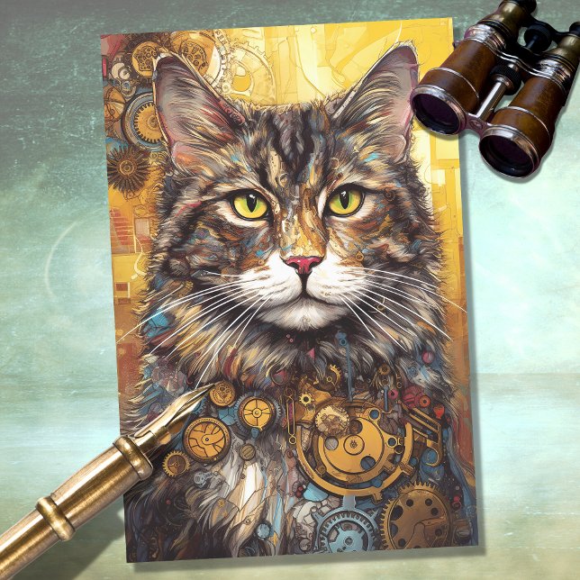 Seda Cat Steampunk 1 Papel de Decoupage (Criador carregado)
