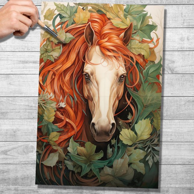 Seda Cavalo No Papel De Decoupage Foliage 1 (Criador carregado)