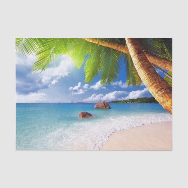 Seda Cena de Praia Tropical com Papel Tecido das Palmei (Frente )