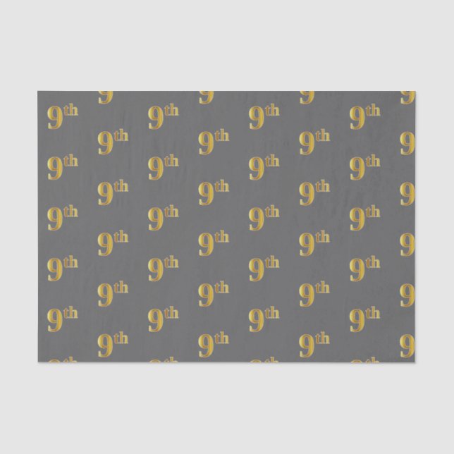 Seda Cinza, Faux Dourado 9º (Nono) Papel Tecido de Even (Frente )