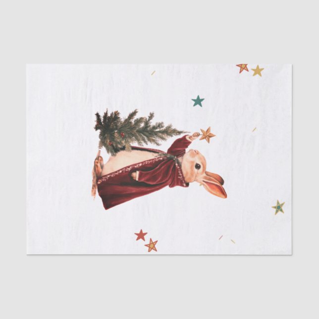SEDA COELHO DE PAPEL TISSUE ÁRVORE DE NATAL E ESTRELAS (Frente )