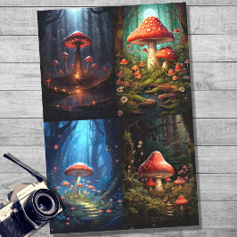 Seda Cogumelos na Coluna Florestal 1 Papel de Decoupage