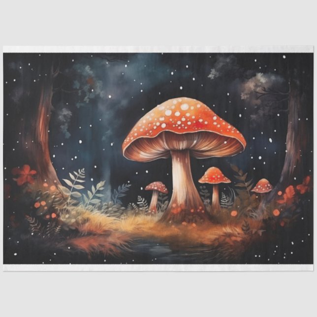 Seda Cogumelos na Floresta 4 Papel de Decoupage (Frente )