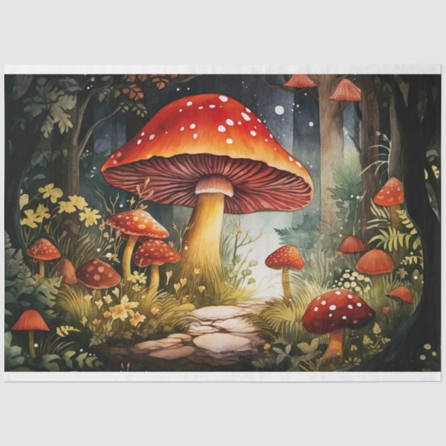 Seda Cogumelos na Floresta 6 Papel de Decoupage (Frente )
