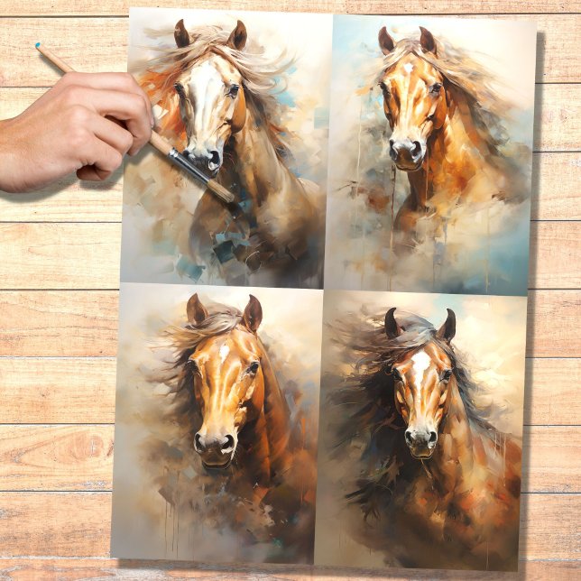 Seda Colagem de Cavalos Selvagens 1 Papel de Decoupage (Criador carregado)