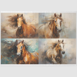 Seda Colagem de Cavalos Selvagens 2 Papel de Decoupage