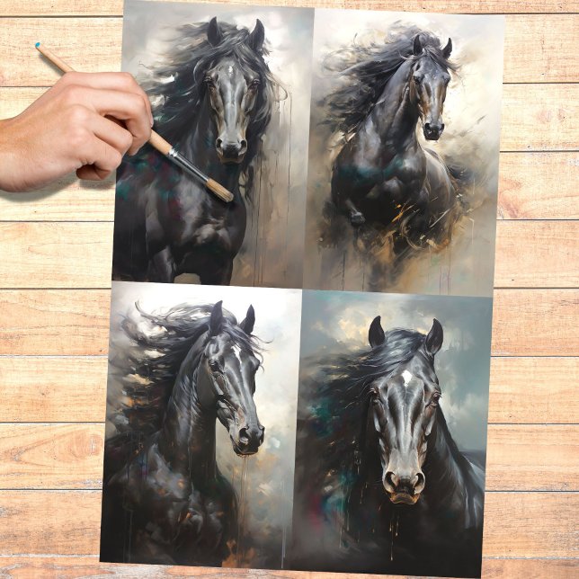 Seda Colagem de Cavalos Selvagens 4 Papel de Decoupage (Criador carregado)