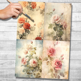 Seda Colagem de Rosas de Vintage 1 Papel de Decoupage