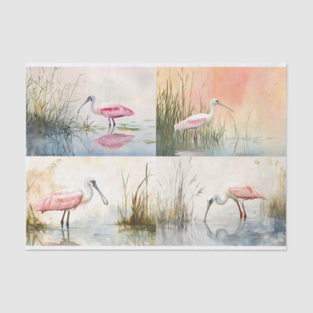 Seda Colagem de Spoonbill 1 Papel de Decoupage (Frente )
