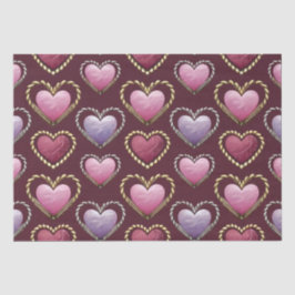 Seda Conjunto de Papel Tecido de Corações Rosa Luxo