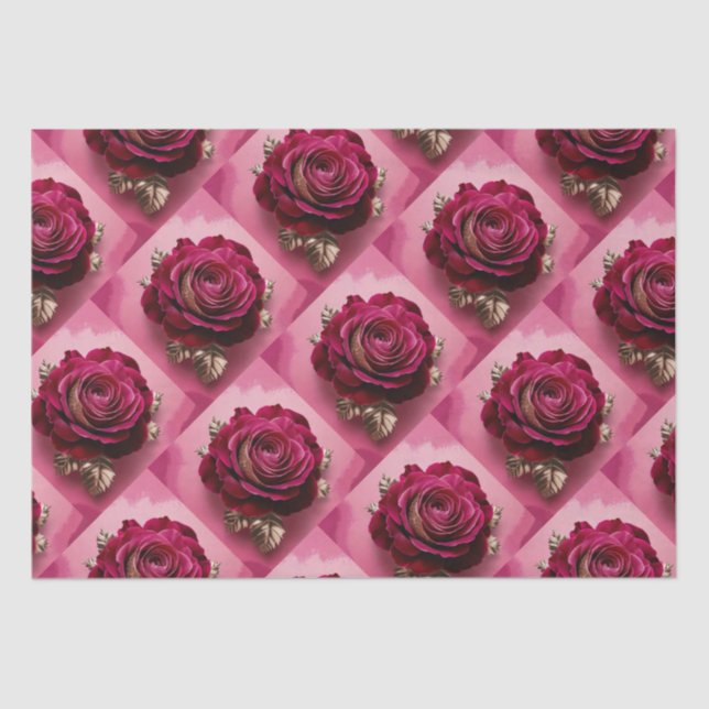 Seda Conjunto de Papel Tecido de Rosa vermelha Luxe (Frente )