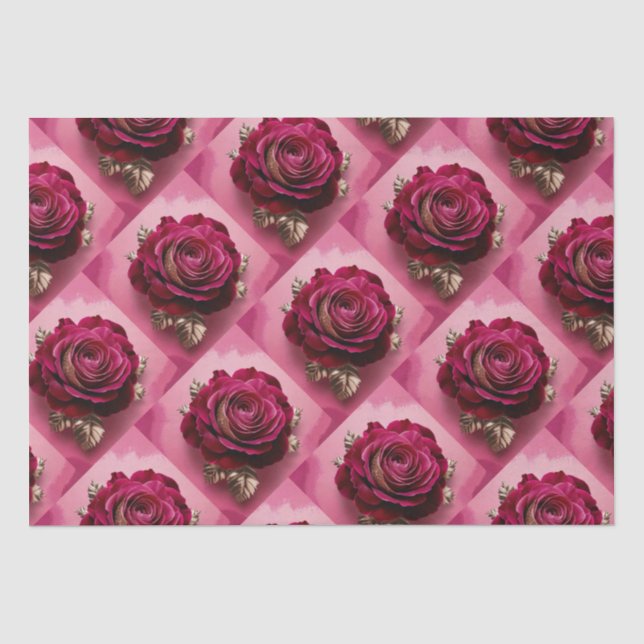 Seda Conjunto de Papel Tecido de Rosa vermelha Luxe (Frente )