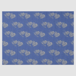 Seda Corações cinzas, fundo de jeans azul, papel de sed