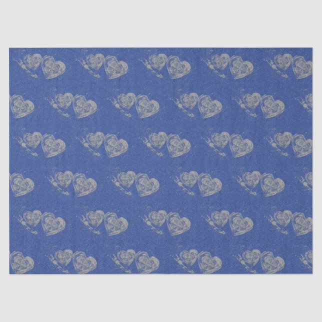 Seda Corações cinzas, fundo de jeans azul, papel de sed (Frente )
