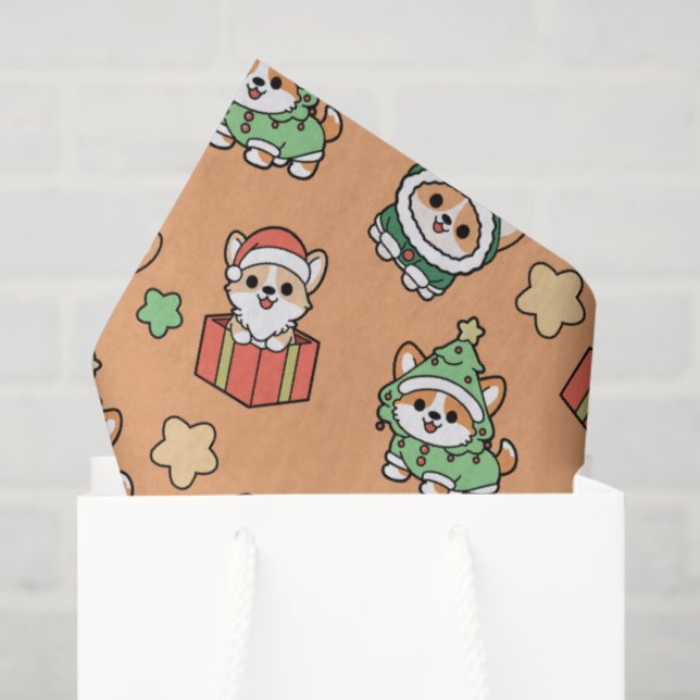 Seda Corgi — Papel Tecidual de Natal (Sacola de presentes)