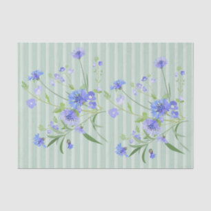 Seda Cornflowers azuis no lenço de papel floral da