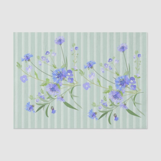 Seda Cornflowers azuis no lenço de papel floral da (Frente )
