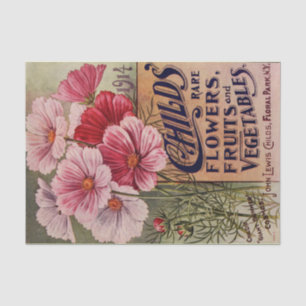 Seda Cosmos do vintage do lenço de papel do catálogo