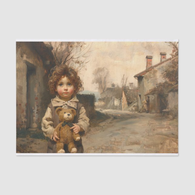 Seda Criança com o Papel de Decoupage do Urso de Teddy  (Frente )