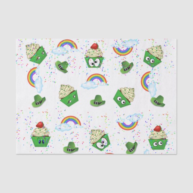 Seda Cupcake de Papel Tecido do Dia de São Patrício (Frente )