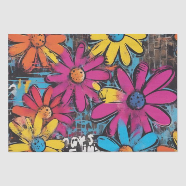 Seda Daisy Delight Pop Art Blossoms, papel de dissociaç (Frente )