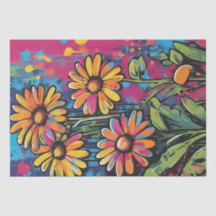 Seda Daisy Delight Pop Art Blossoms, papel de dissociaç