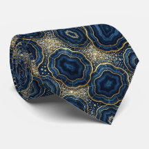 Seda de Luxo Falsa | Gravata Azul Marinho + Geodo 