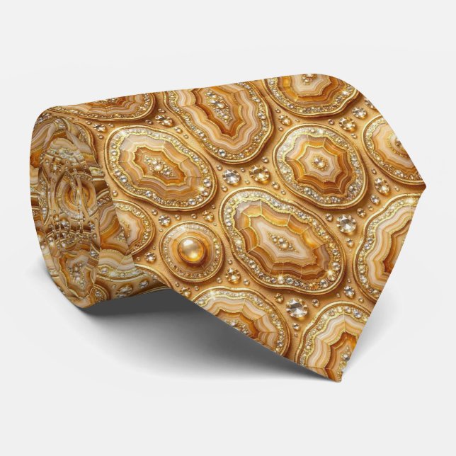 Seda de Luxo Falsa | Gravata de Camelo + Geodo Dou (Rolled)